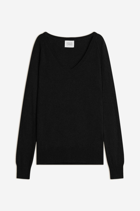 giusalet pull col v noir 100% cachemire