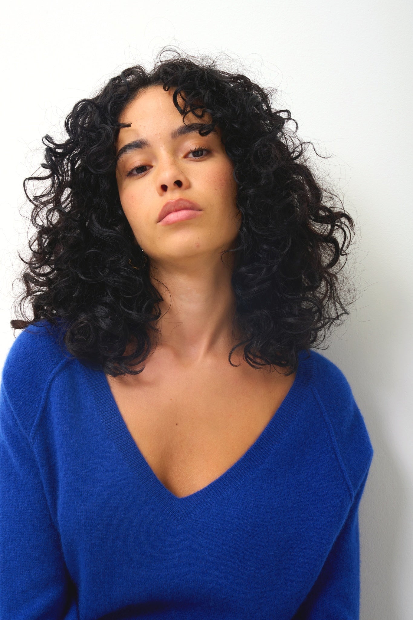 GIUSALET v-neck sweater ultramarine 100% cashmere