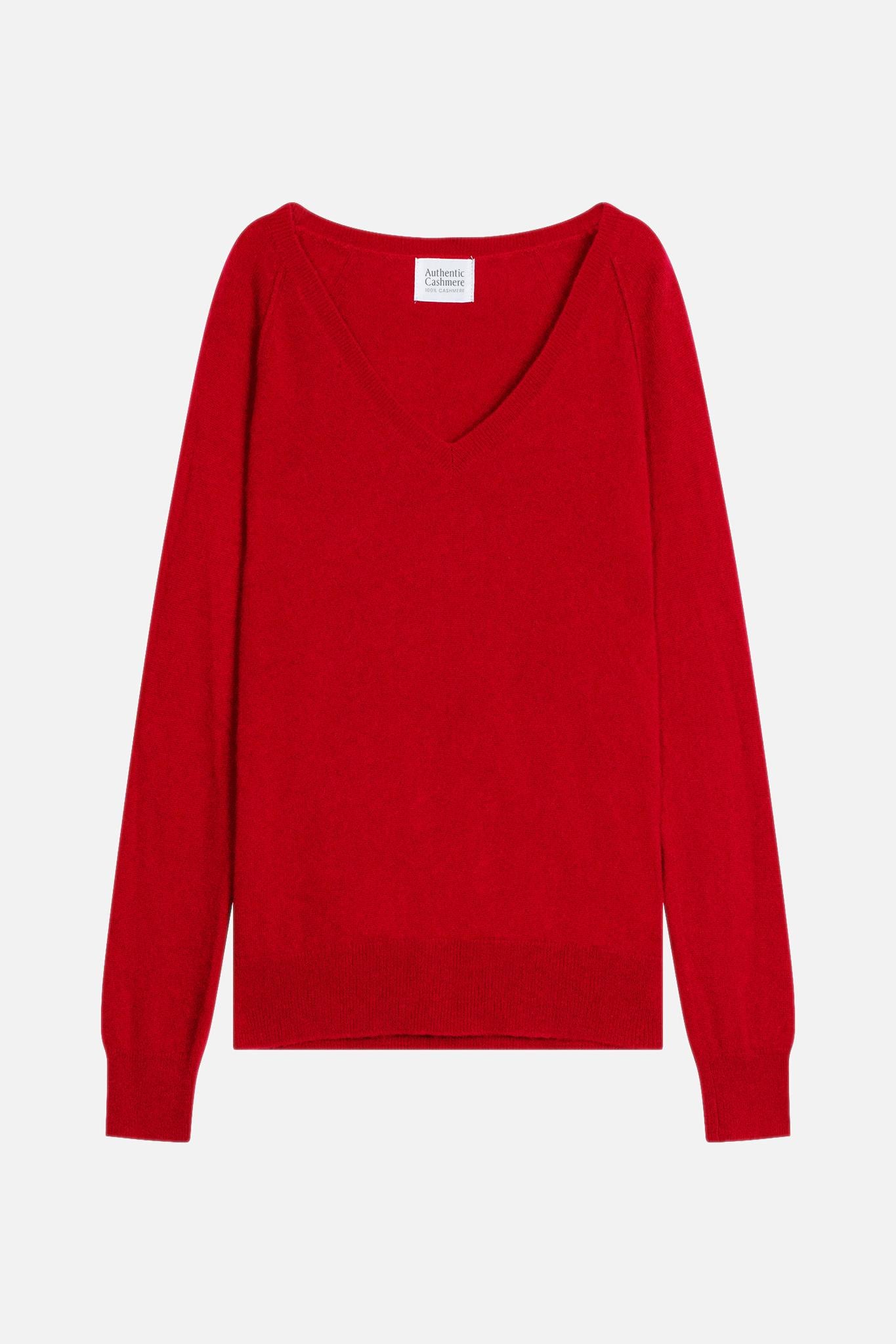 GIUSALET red v-neck sweater 100% cashmere