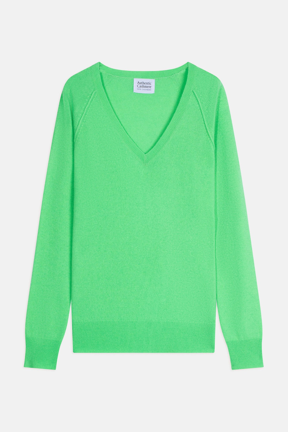 giusalet pull col v vert fluo 100% cachemire