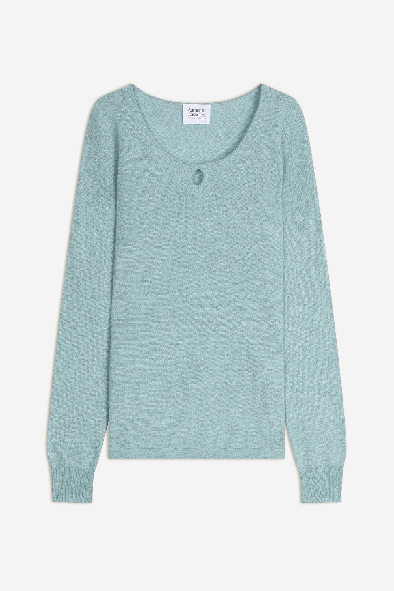 glyder pull col bateau goutte devant aqua chiné 100% cachemire