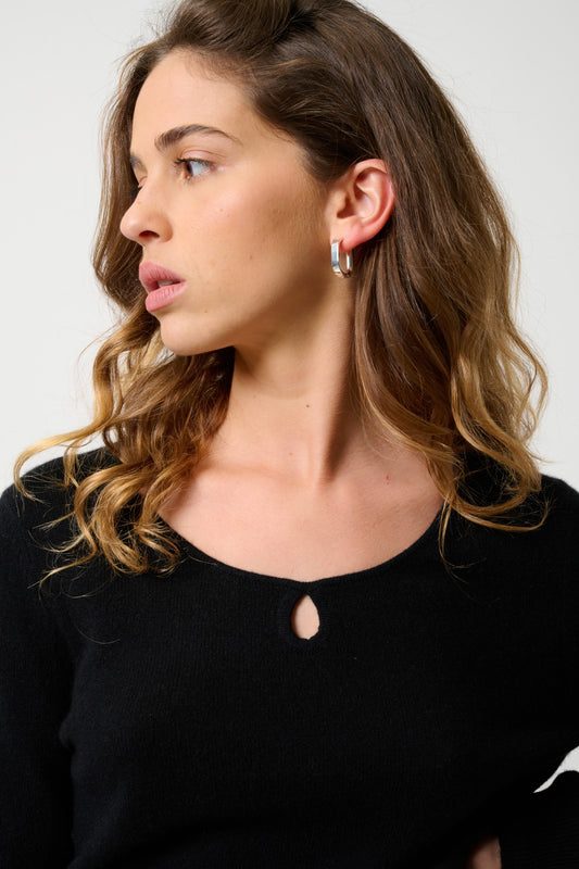 glyder pull col bateau goutte devant noir 100% cachemire