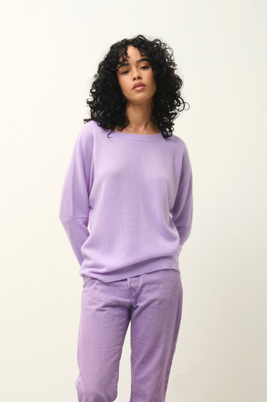 GOLÉON pull chauve souris mauve 100% cachemire