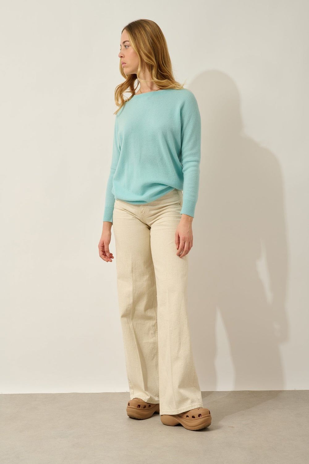 GOLÉON Fledermauspullover aqua 100% Kaschmir