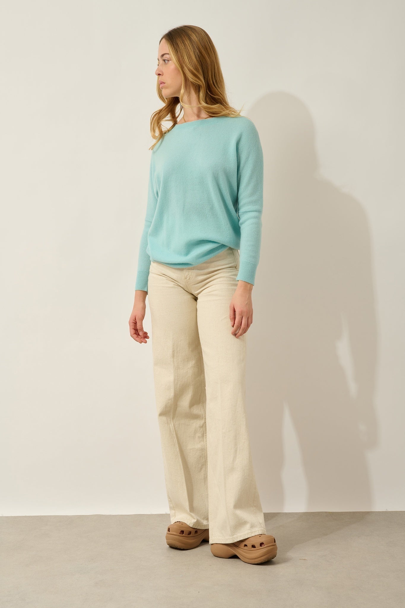 GOLÉON Fledermauspullover aqua 100% Kaschmir