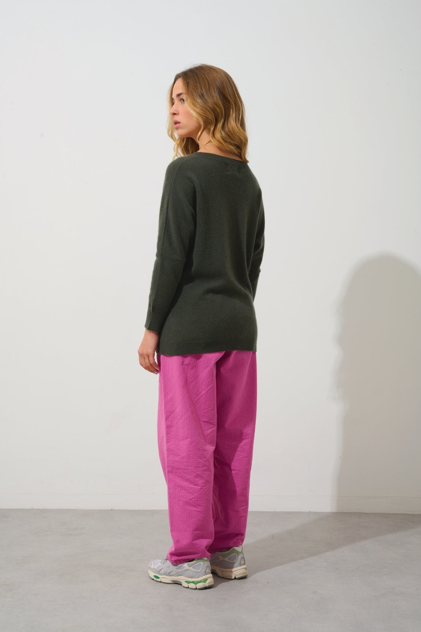 GOLÉON Fledermauspullover khaki 100% Kaschmir