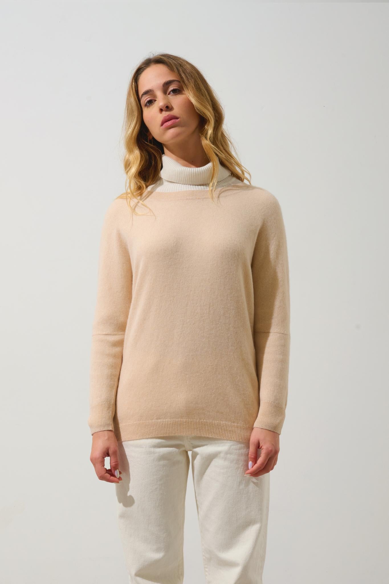 GOLÉON bald sweater sand 100% cashmere