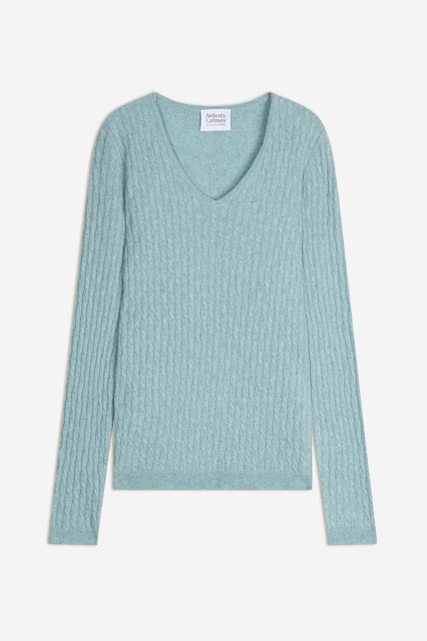 grasmoor pull col v aqua chiné 100% cachemire