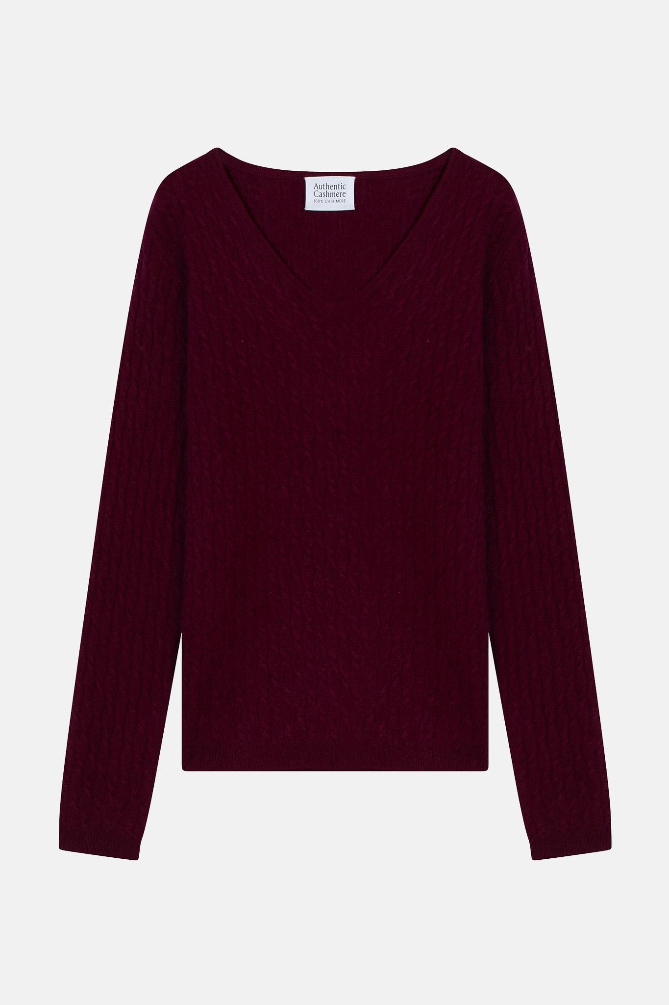 GRASMOOR burgundy v-neck sweater 100% cashmere