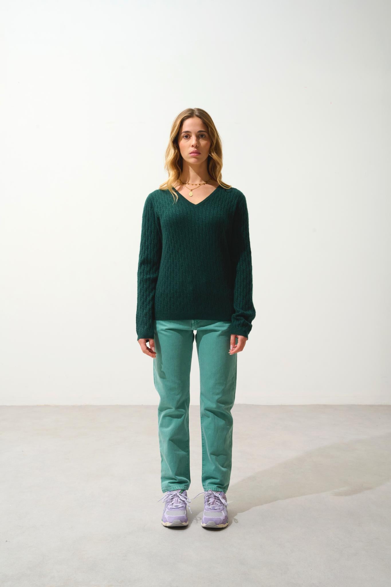 GRASMOOR pull col v cyprès 100% cachemire