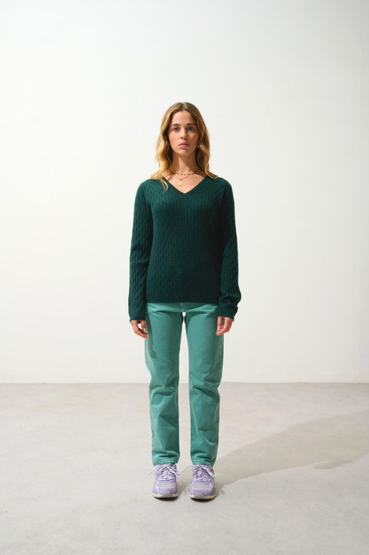 GRASMOOR pull col v cyprès 100% cachemire