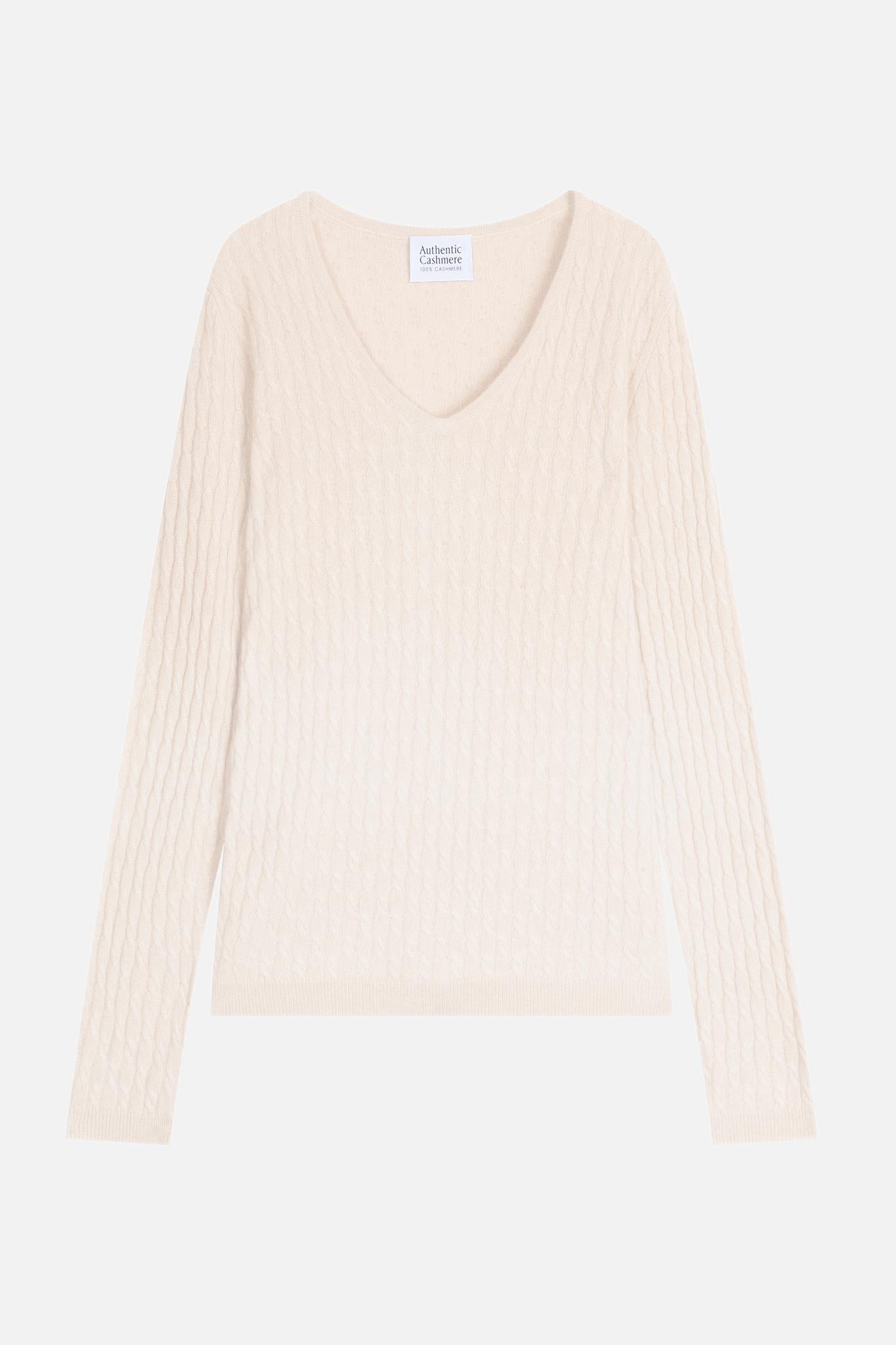GRASMOOR v-neck sweater snow 100% cashmere