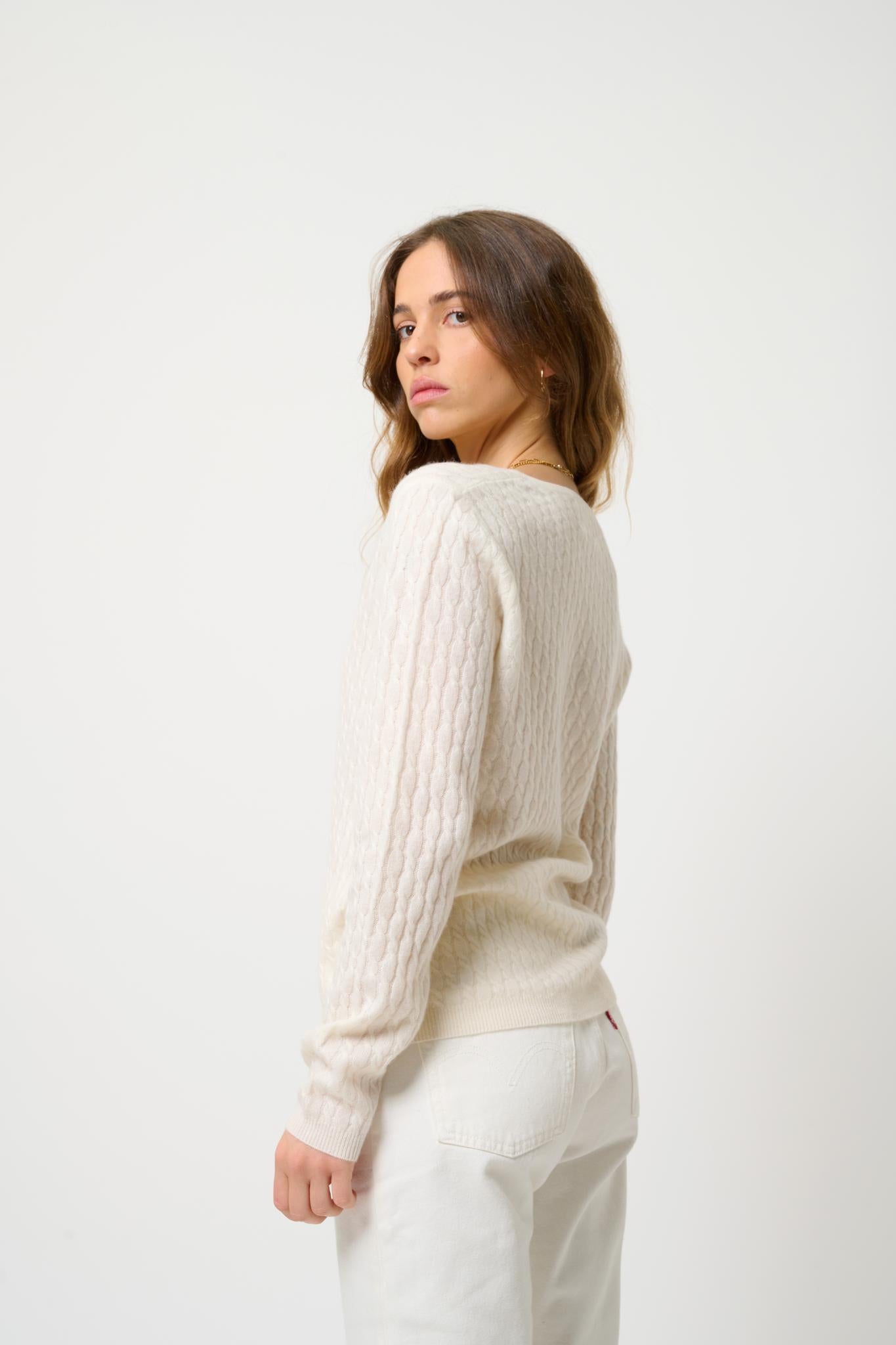 GRASMOOR v-neck sweater snow 100% cashmere