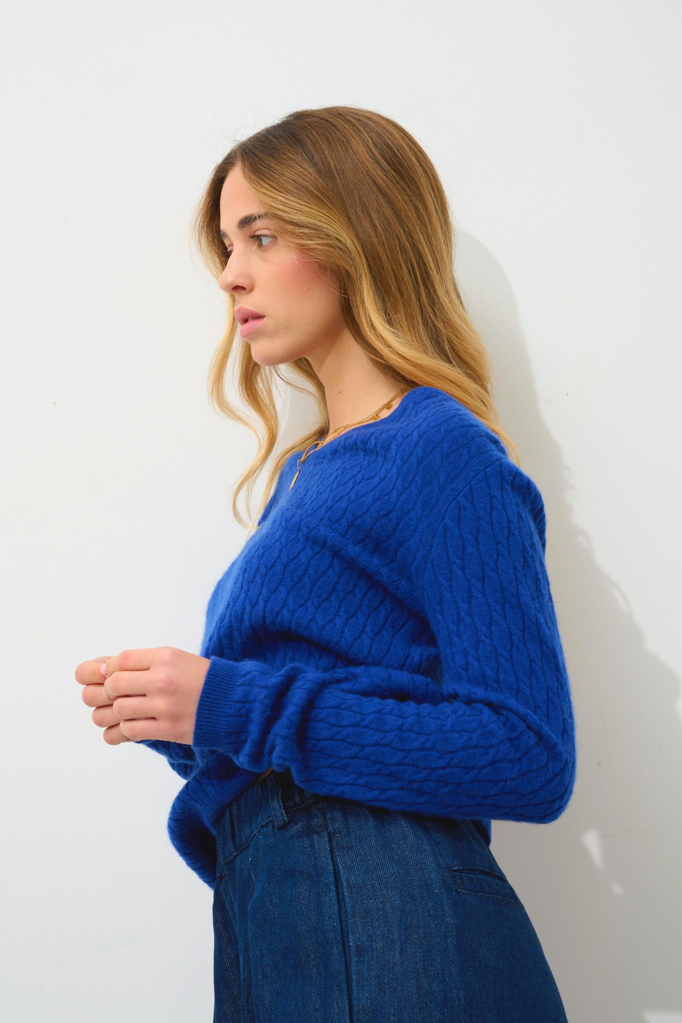 GRASMOOR pull col v outremer 100% cachemire