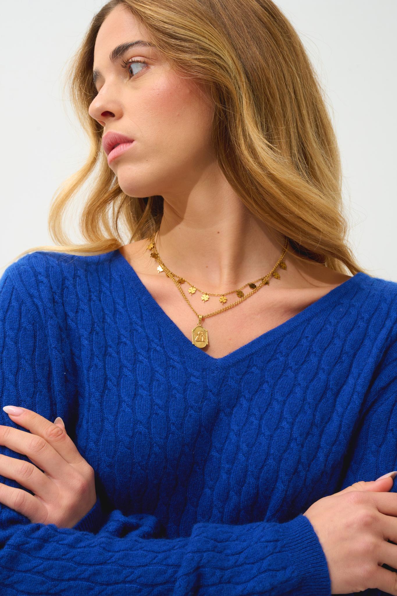 GRASMOOR pull col v outremer 100% cachemire