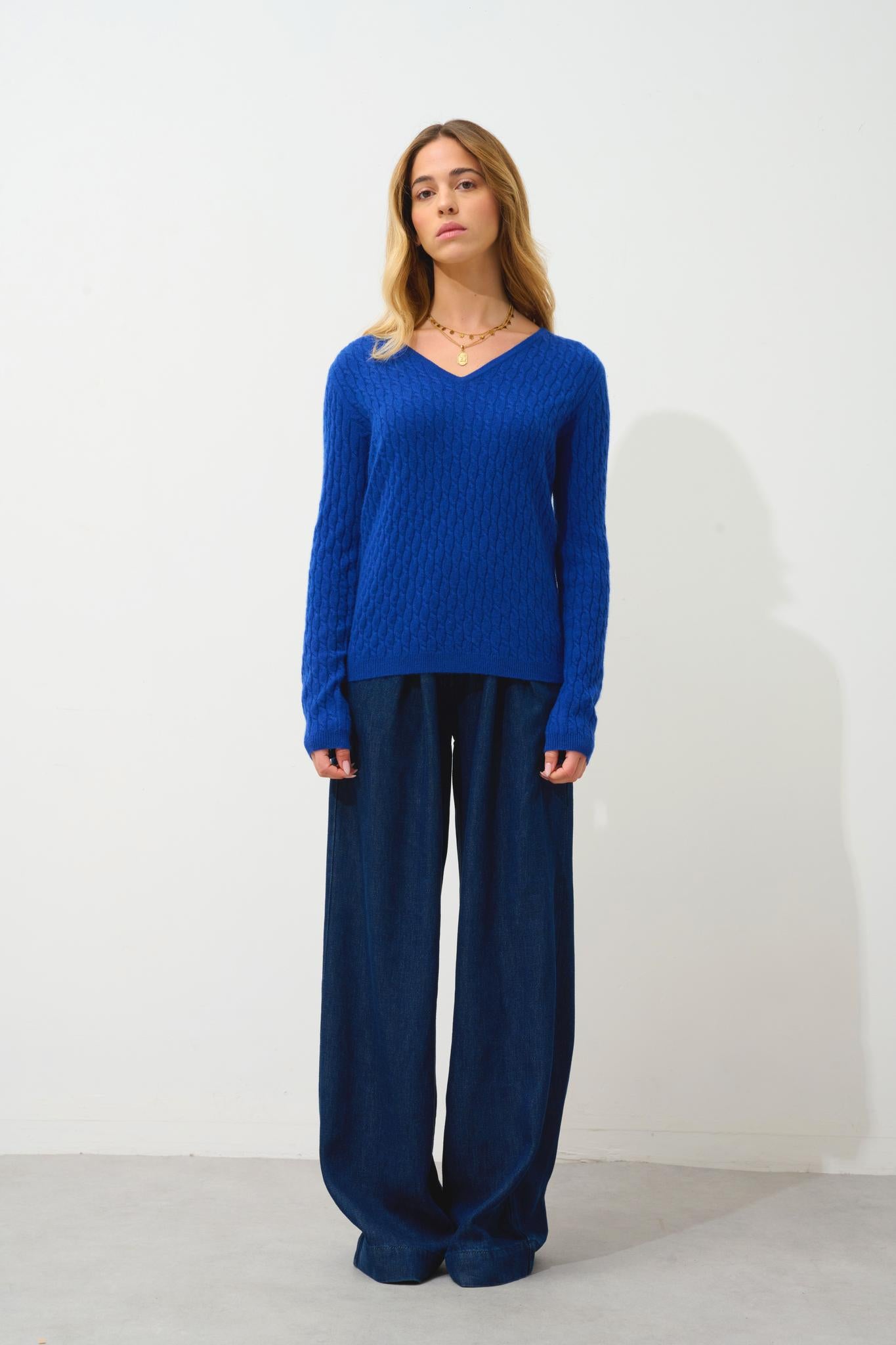 GRASMOOR pull col v outremer 100% cachemire