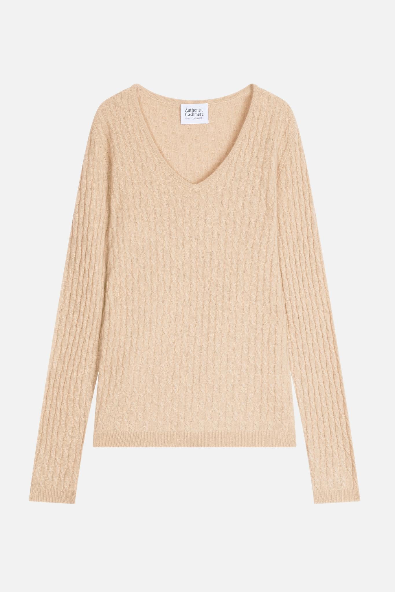 GRASMOOR v-neck sweater sand 100% cashmere
