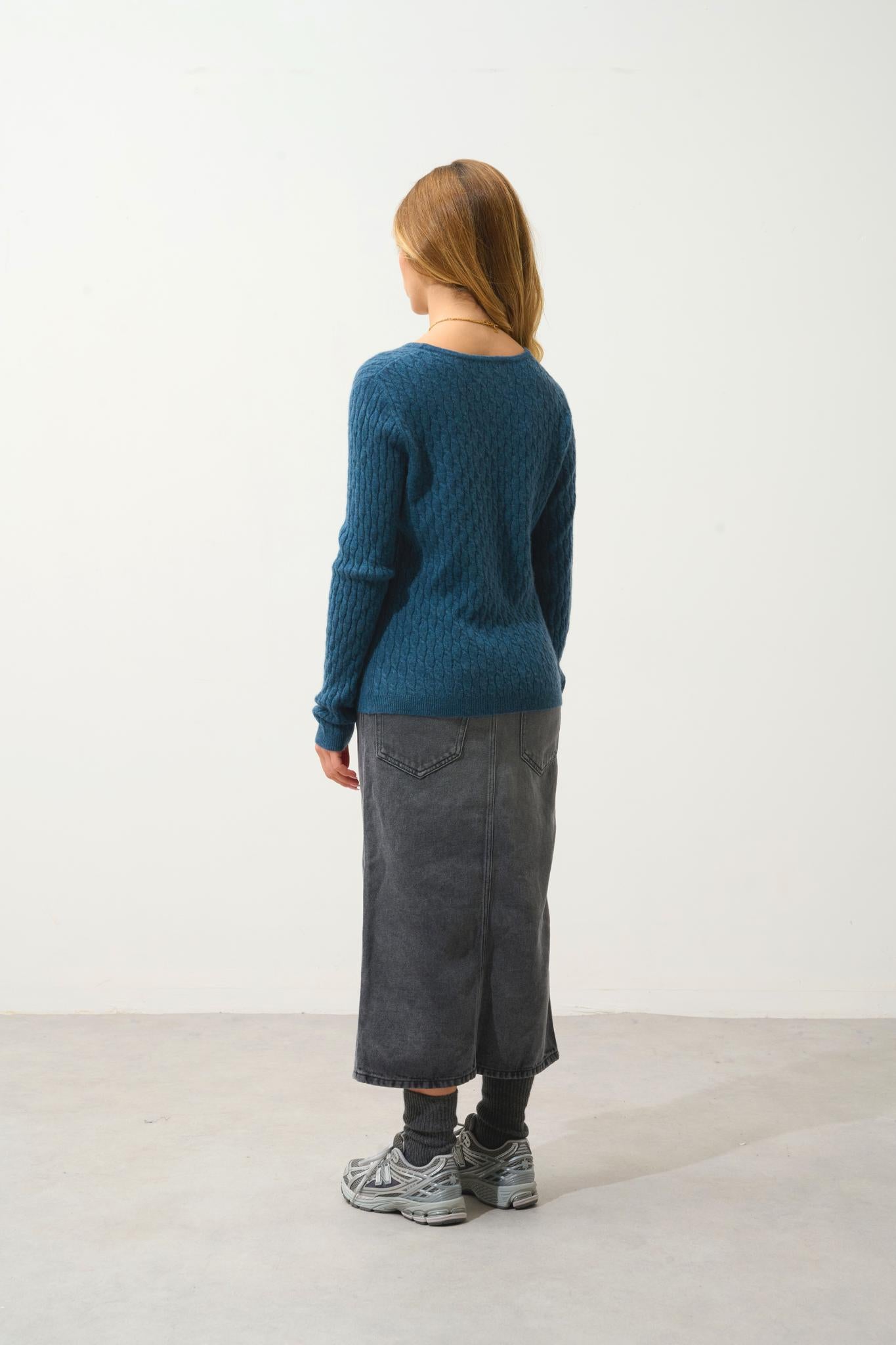 GRASMOOR duck-green mottled v-neck sweater 100% cashmere