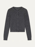 FLORINE Cardigan Col Rond Anthracite Chiné