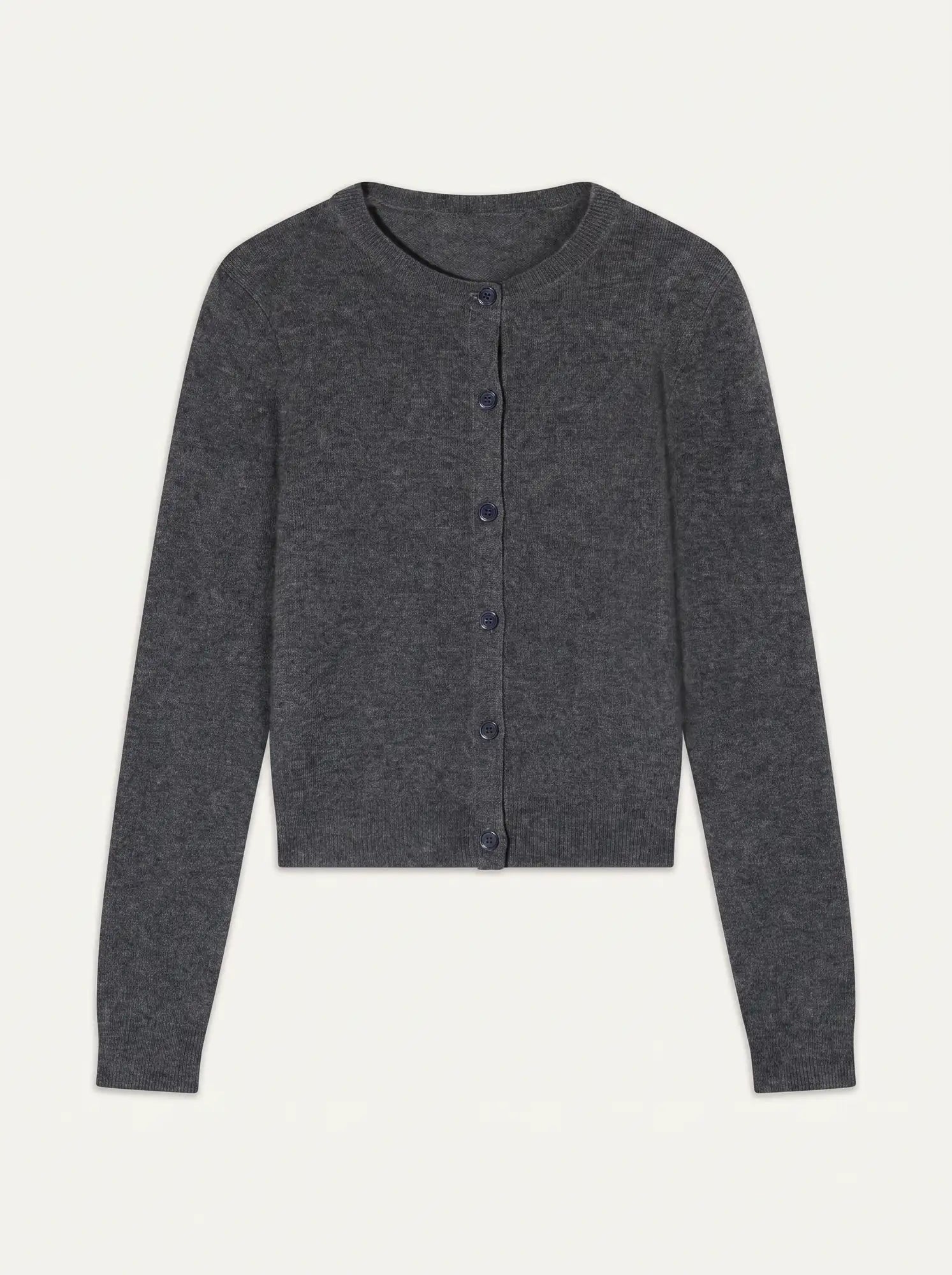 FLORINE Cardigan Col Rond Anthracite Chiné