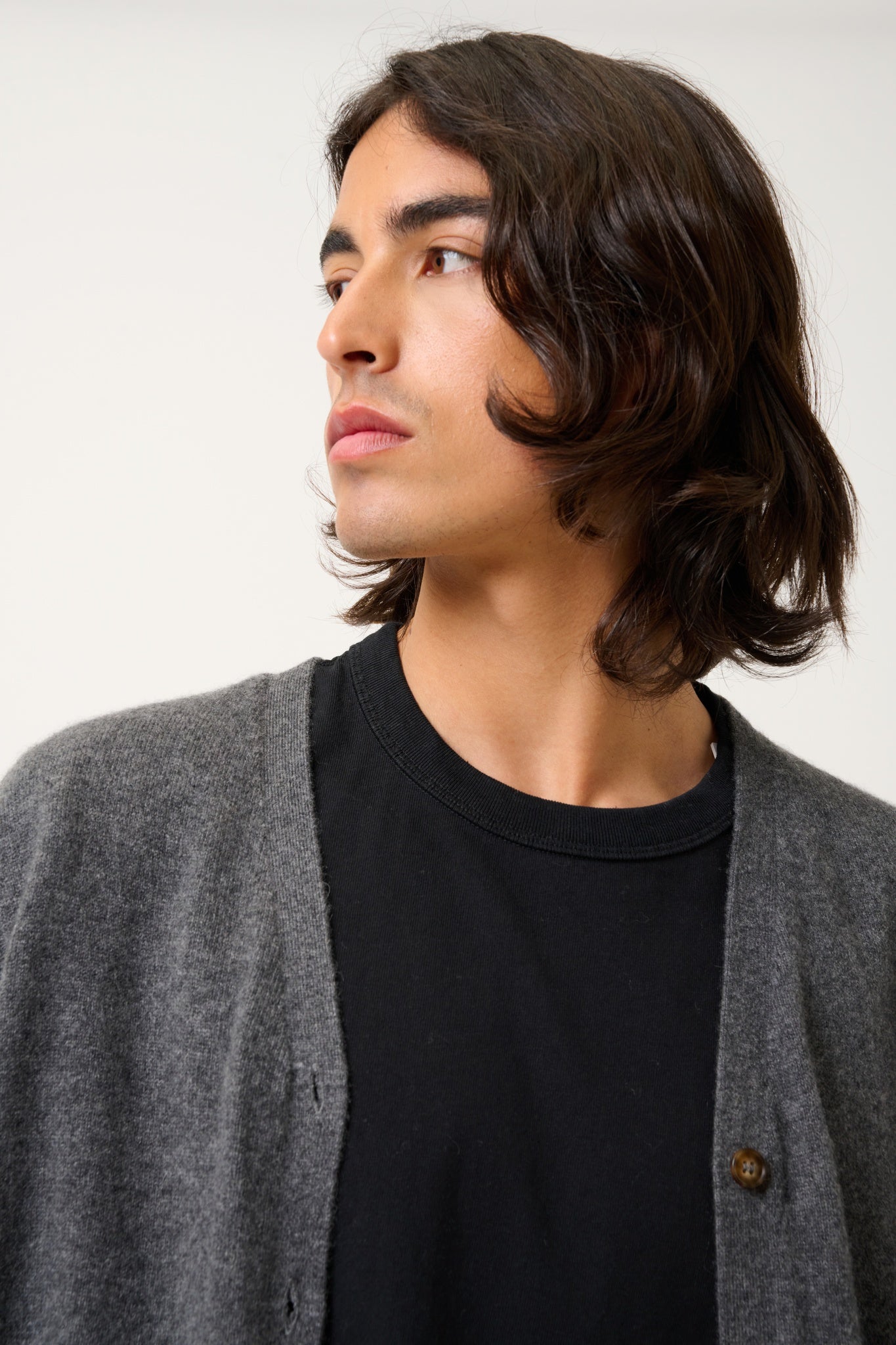 HUGO cardigan col v sans manches anthracite chiné 100% cachemire