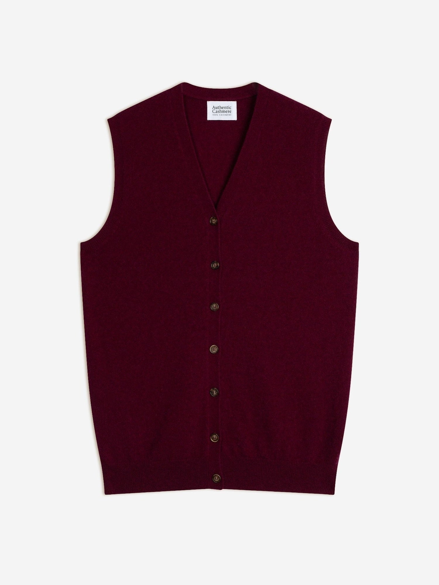 hugo cardigan col v sans manches bordeaux 100% cachemire