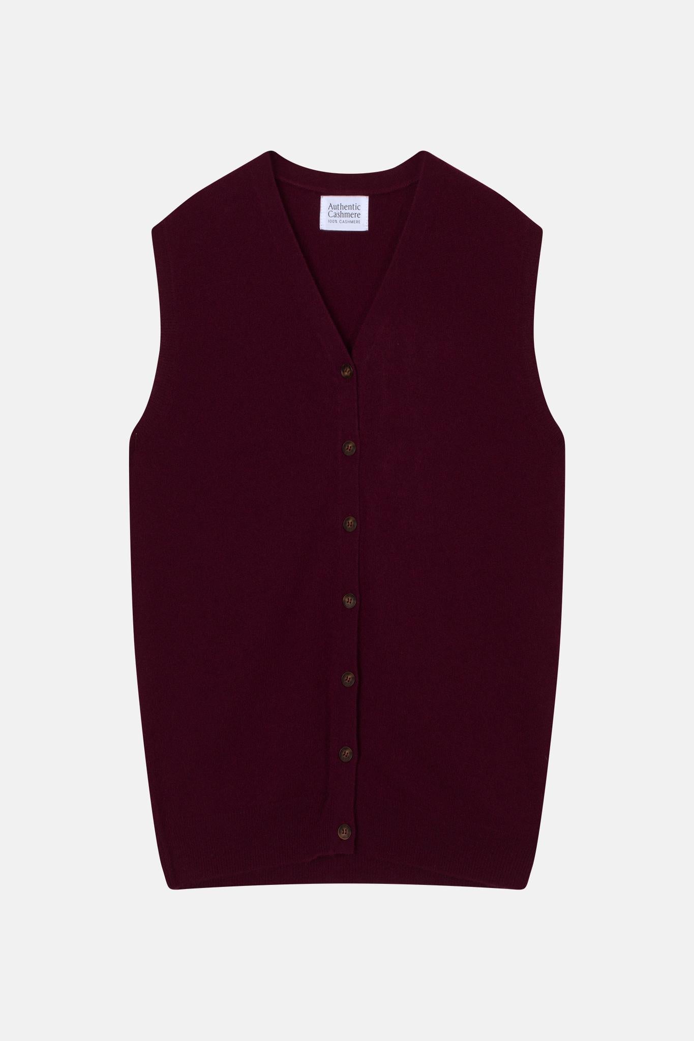 HUGO mulberry sleeveless v-neck cardigan 100% cashmere