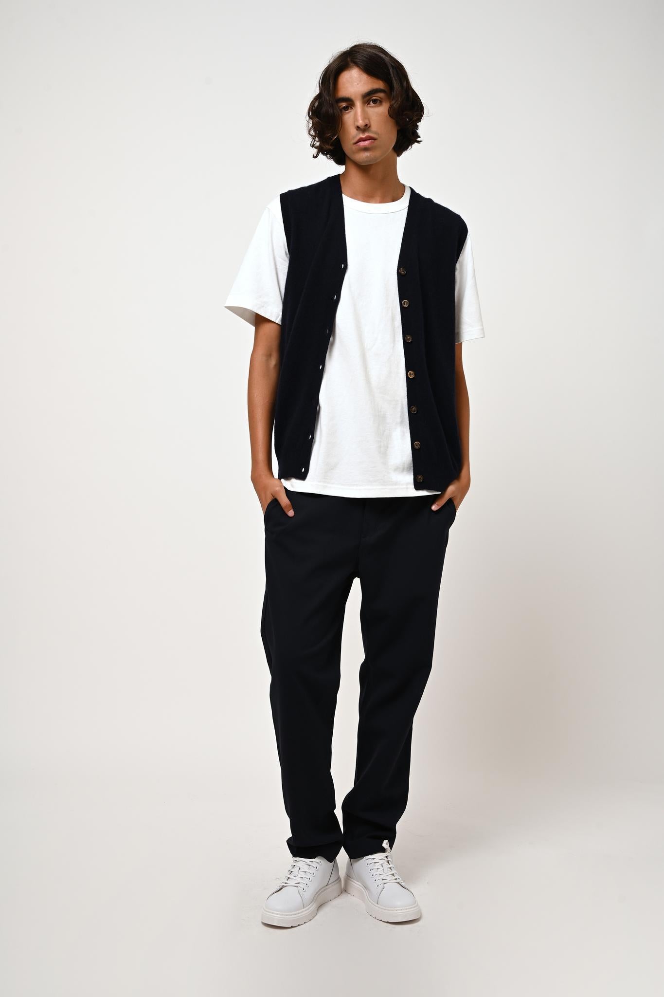 HUGO navy sleeveless v-neck cardigan 100% cashmere