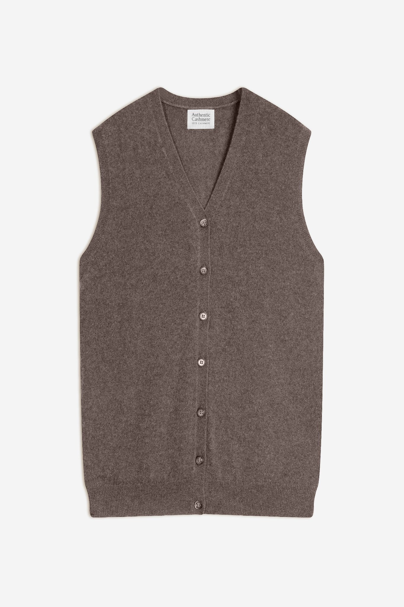 hugo cardigan col v sans manches taupe chiné 100% cachemire