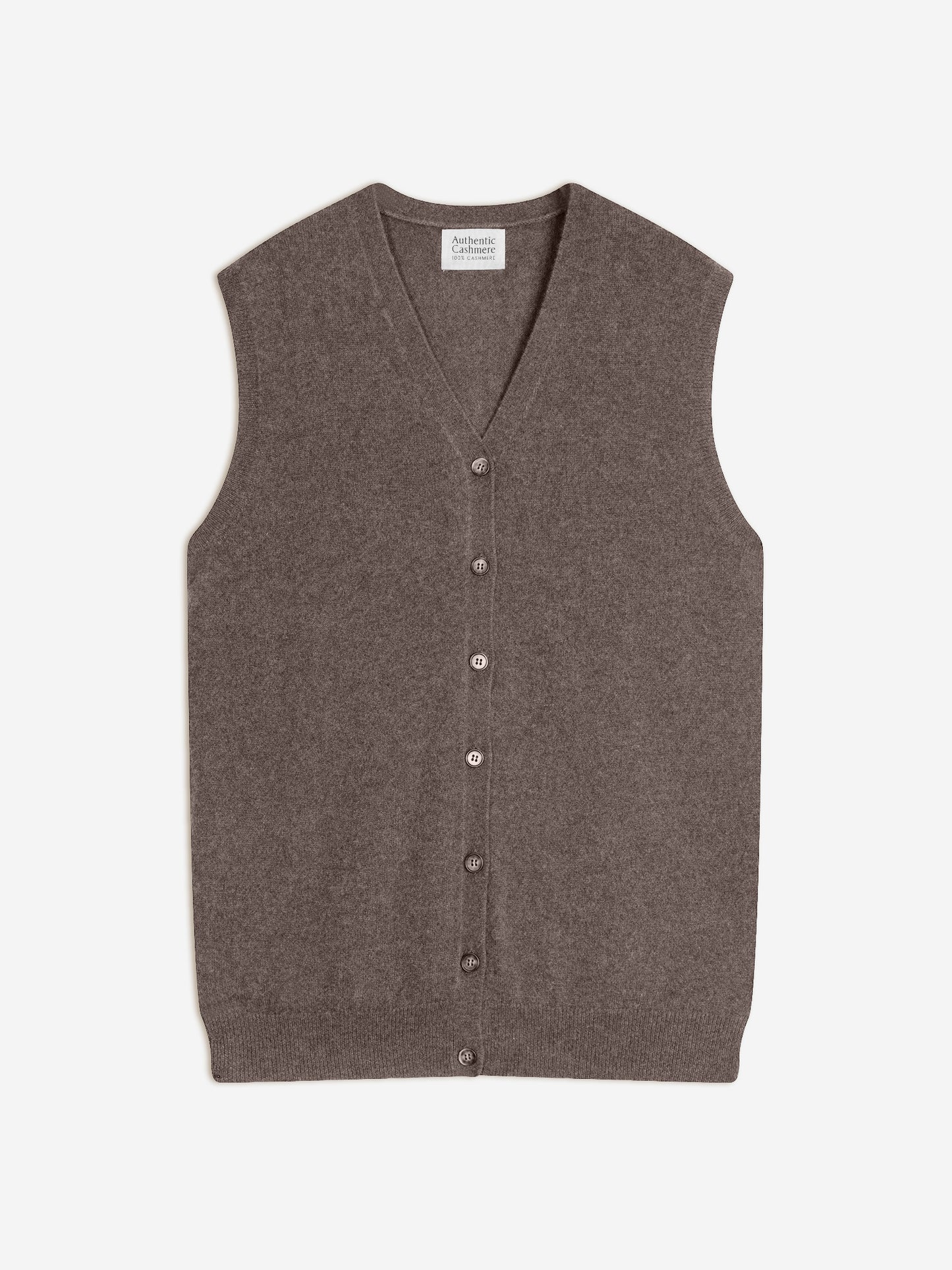 HUGO cardigan col v sans manches taupe chiné 100% cachemire