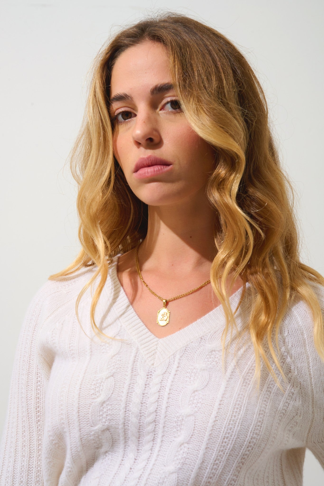 indira pull col v 6 fils neige 100% cachemire