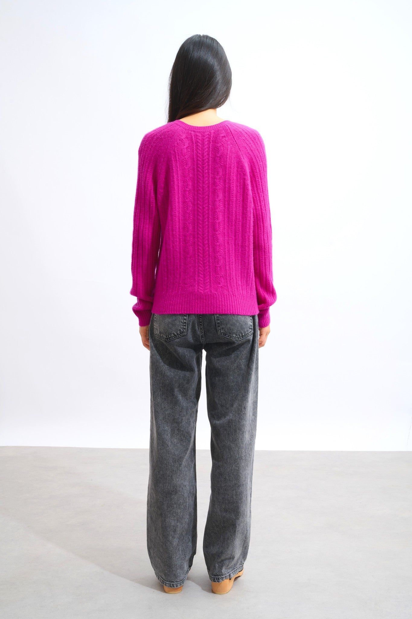 indira pull col v 6 fils violine 100% cachemire