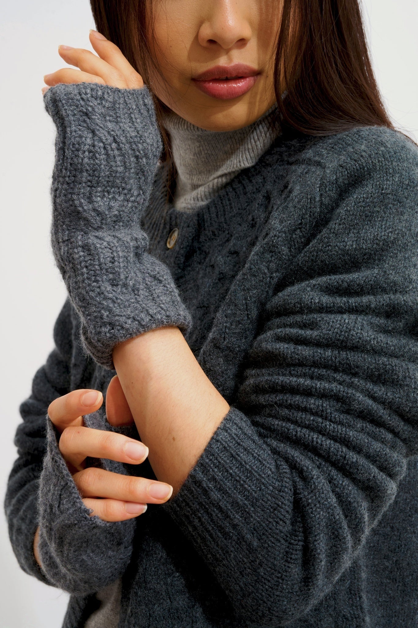 IRIS mitaines 6 fils anthracite chiné 100% cachemire