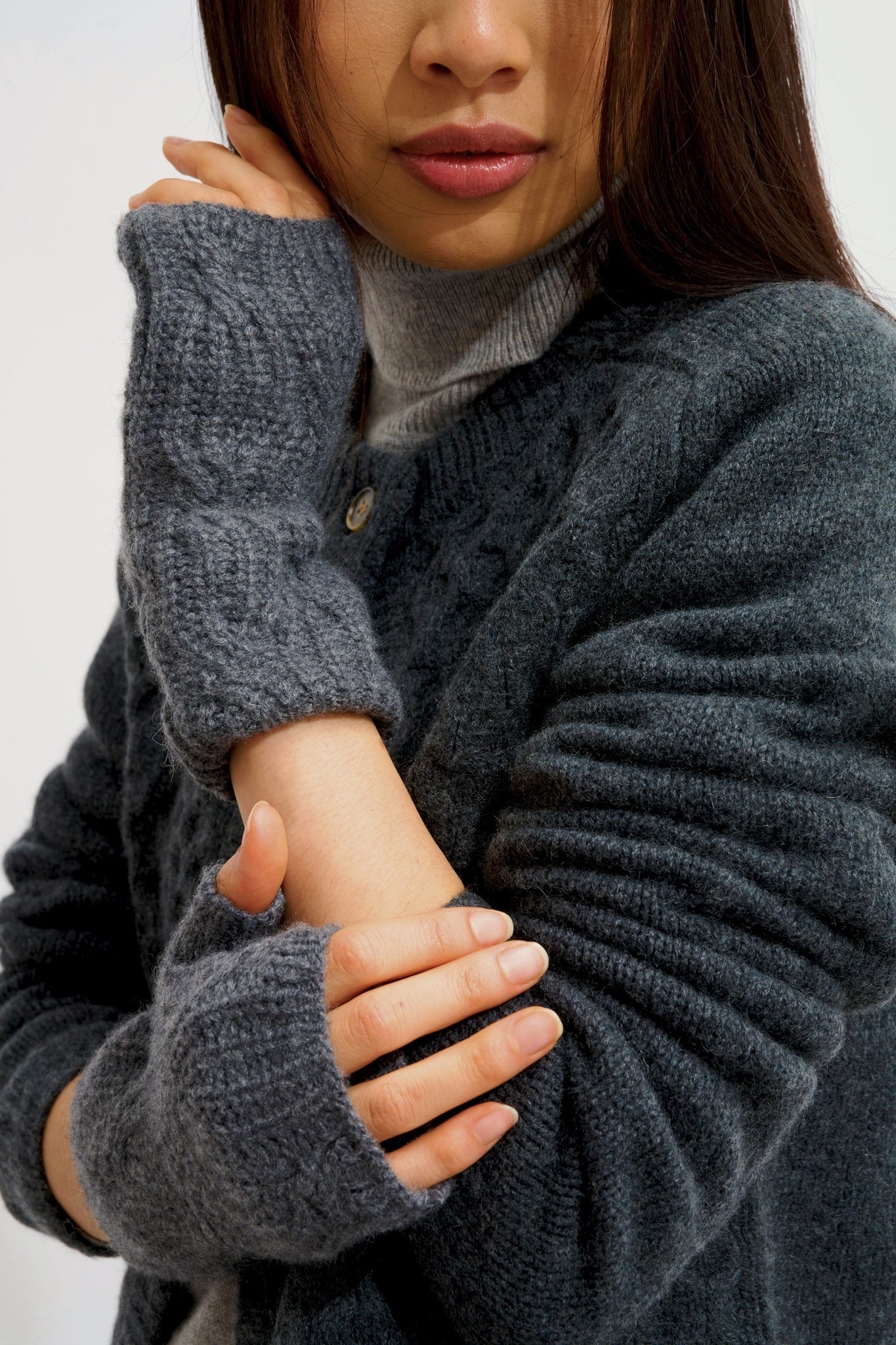 IRIS mitaines 6 fils anthracite chiné 100% cachemire