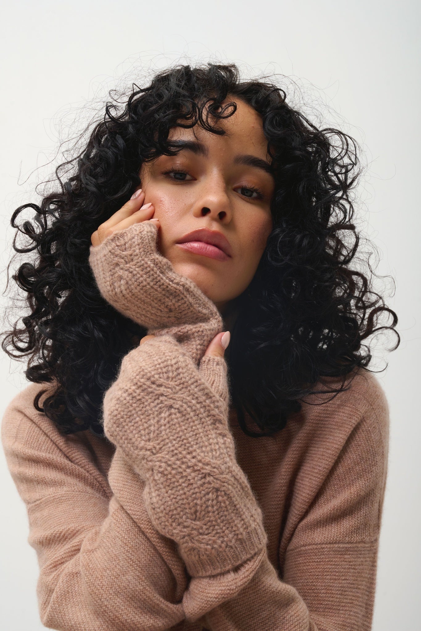 IRIS mittens 6 threads camel mottled 100% cashmere