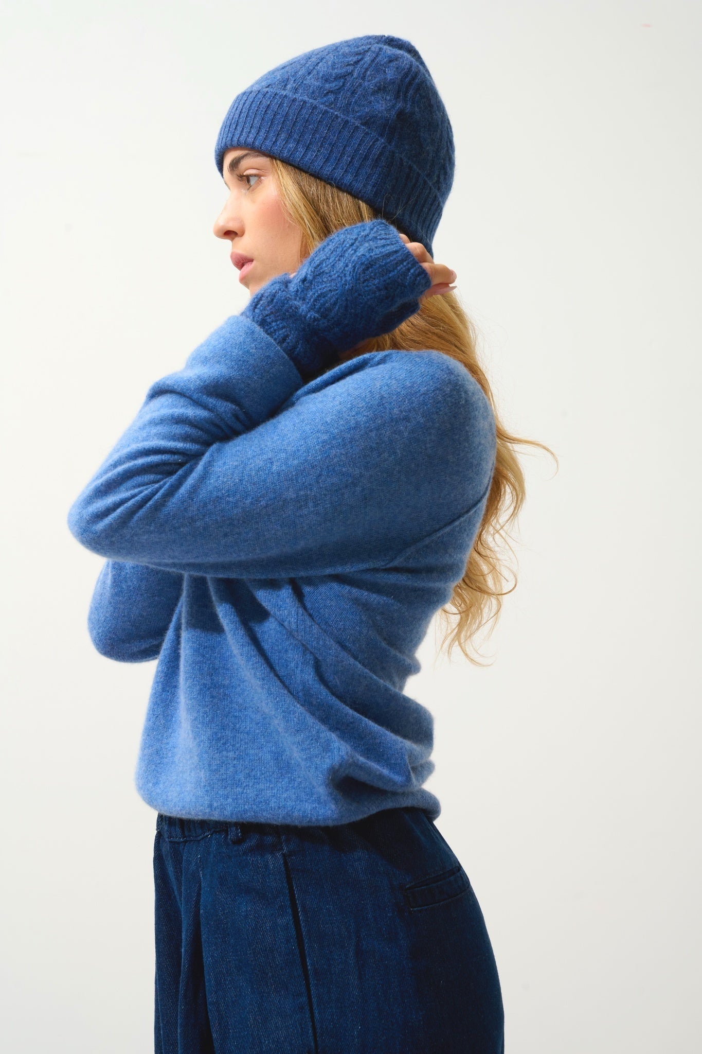 IRIS mitaines 6 fils ocean chiné 100% cachemire