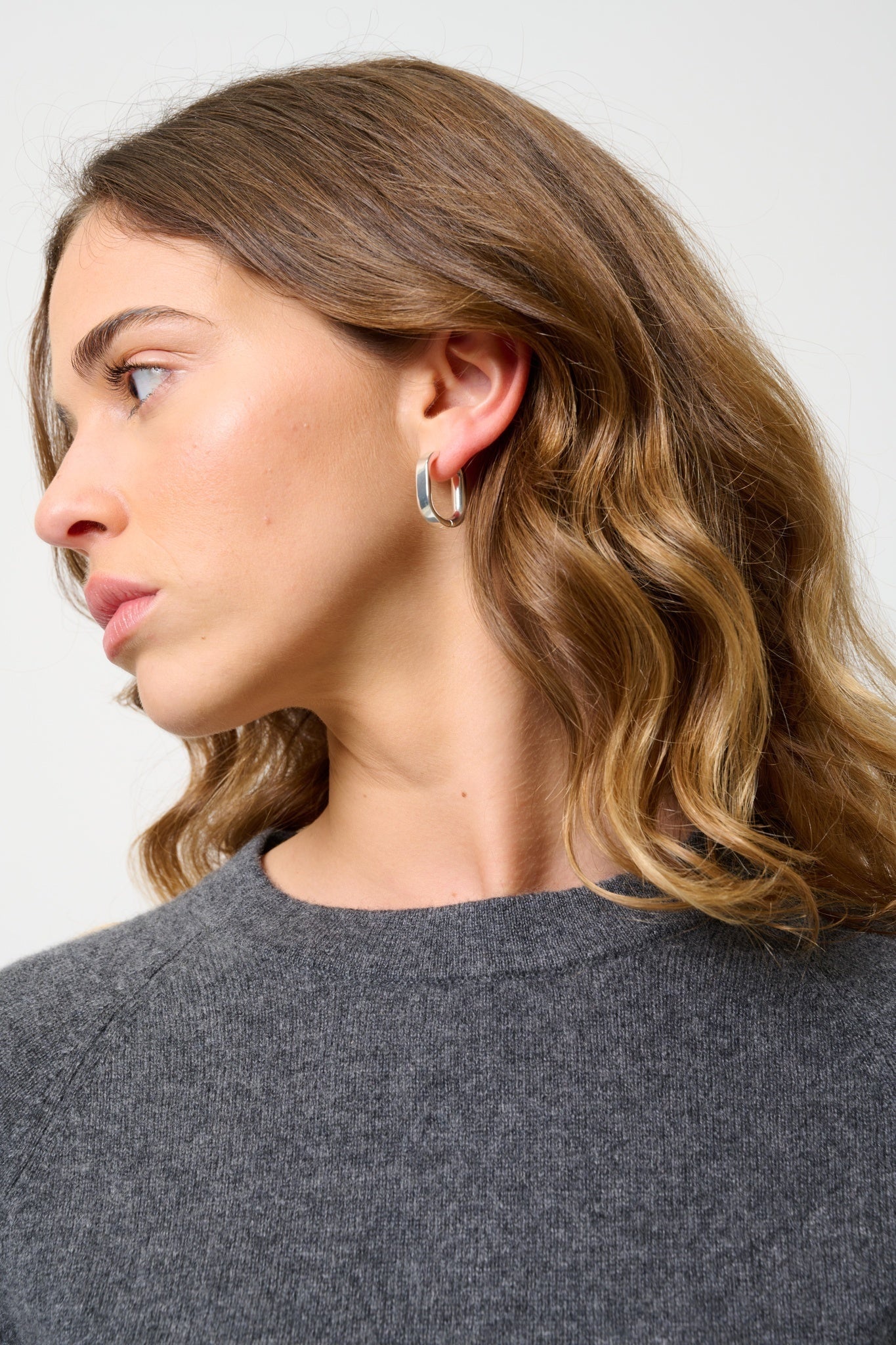 IVY 4-thread round-neck sweater anthracite mottled 100% cashmere