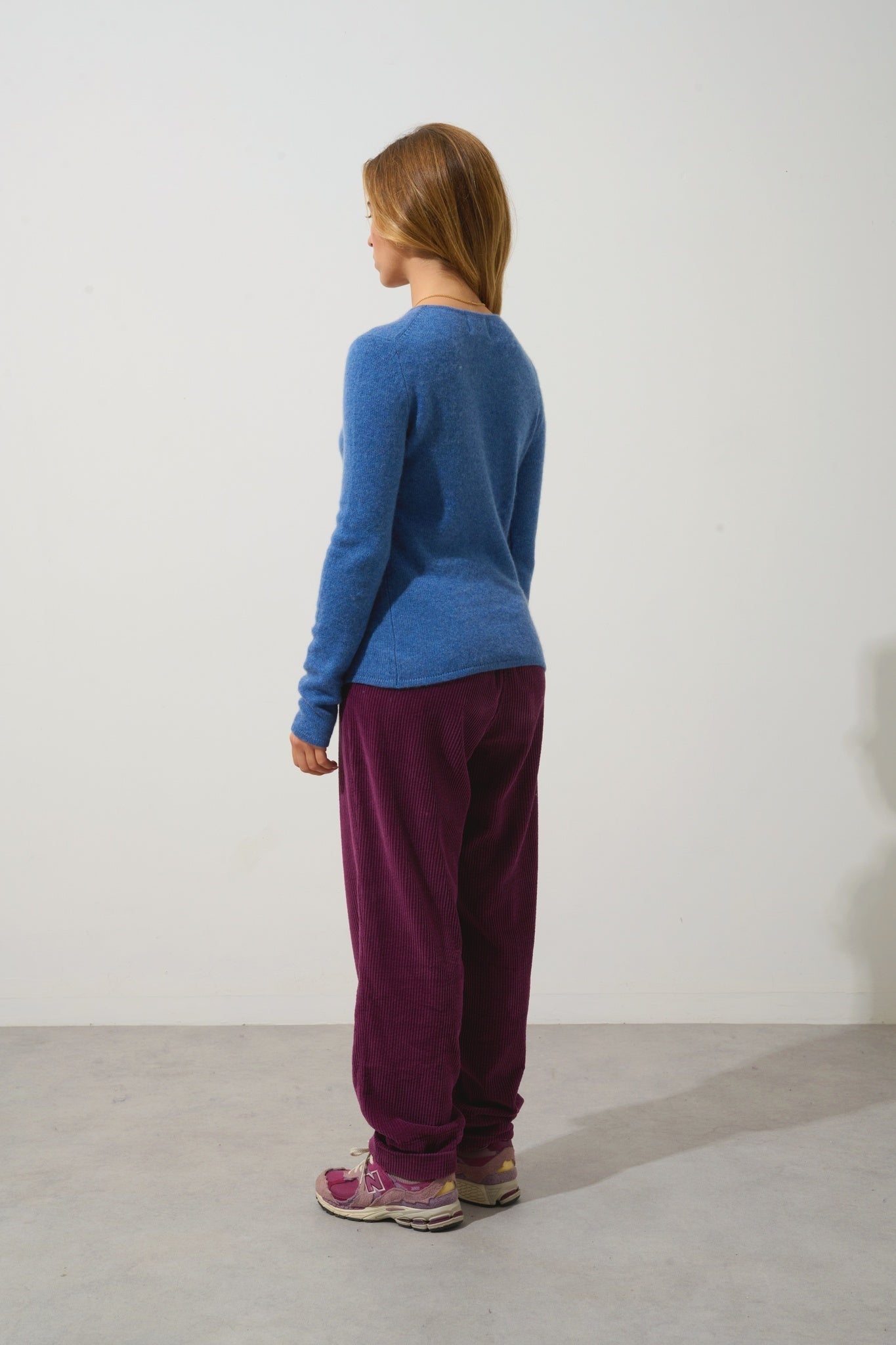 IVY Pullover mit Rundhalsausschnitt 4 Fäden Denimblau 100% Kaschmir