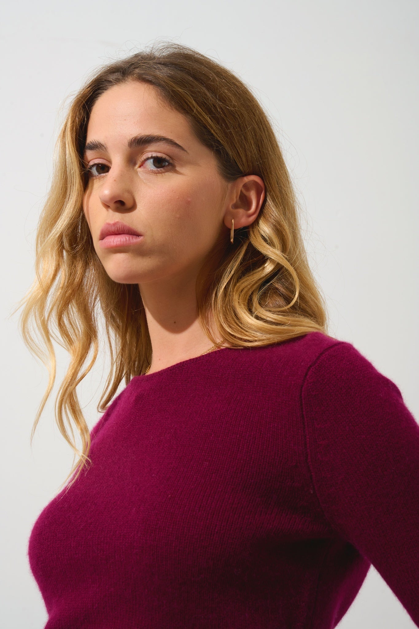 IVY Pullover mit Rundhalsausschnitt 4-fädig bordeauxrot 100% Kaschmir