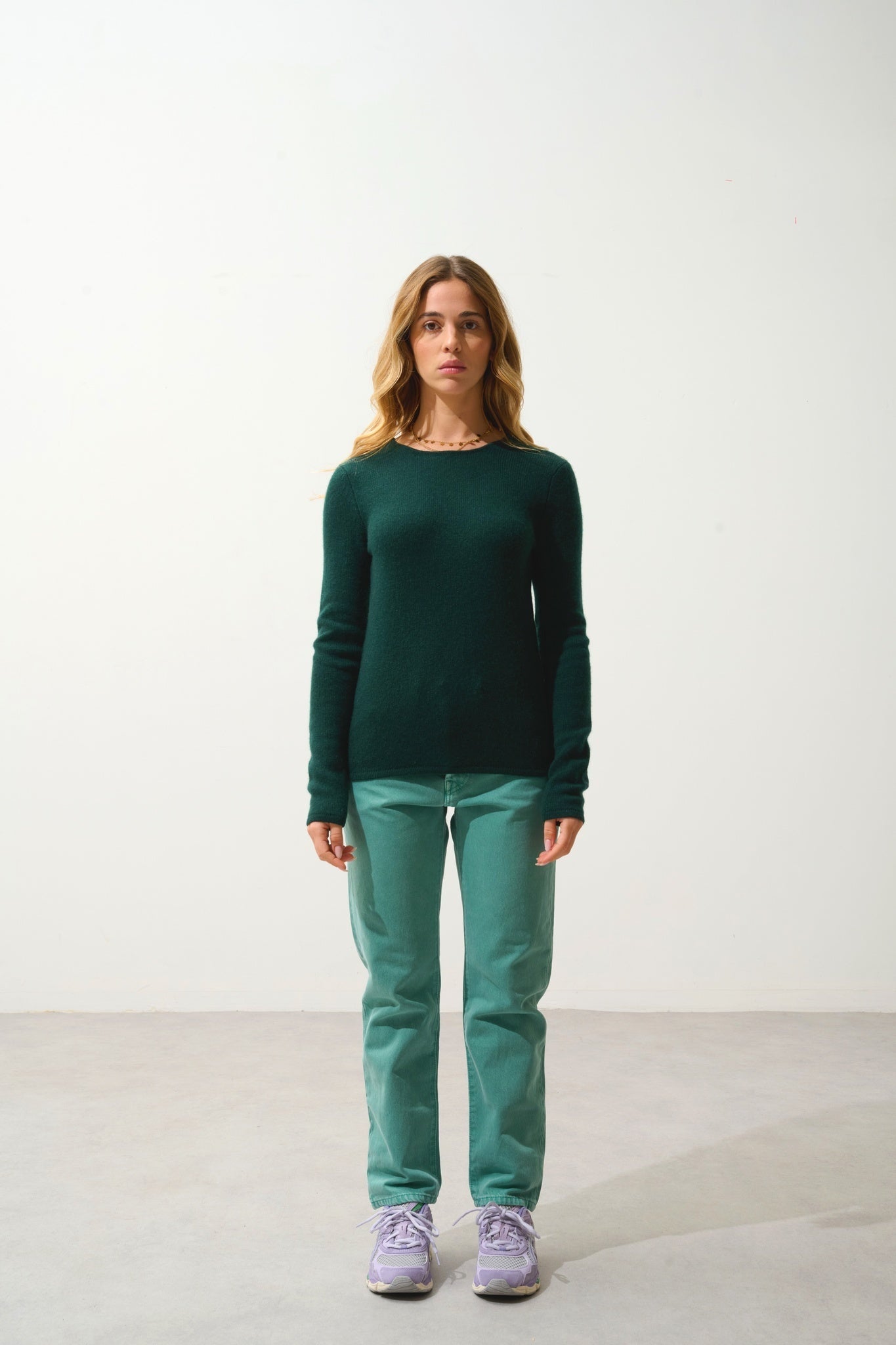 IVY Pullover mit Rundhalsausschnitt 4 Fäden Zypresse 100% Kaschmir