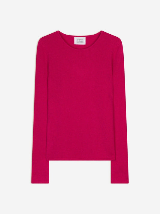 ivy pull col rond 4 fils fuchsia 100% cachemire