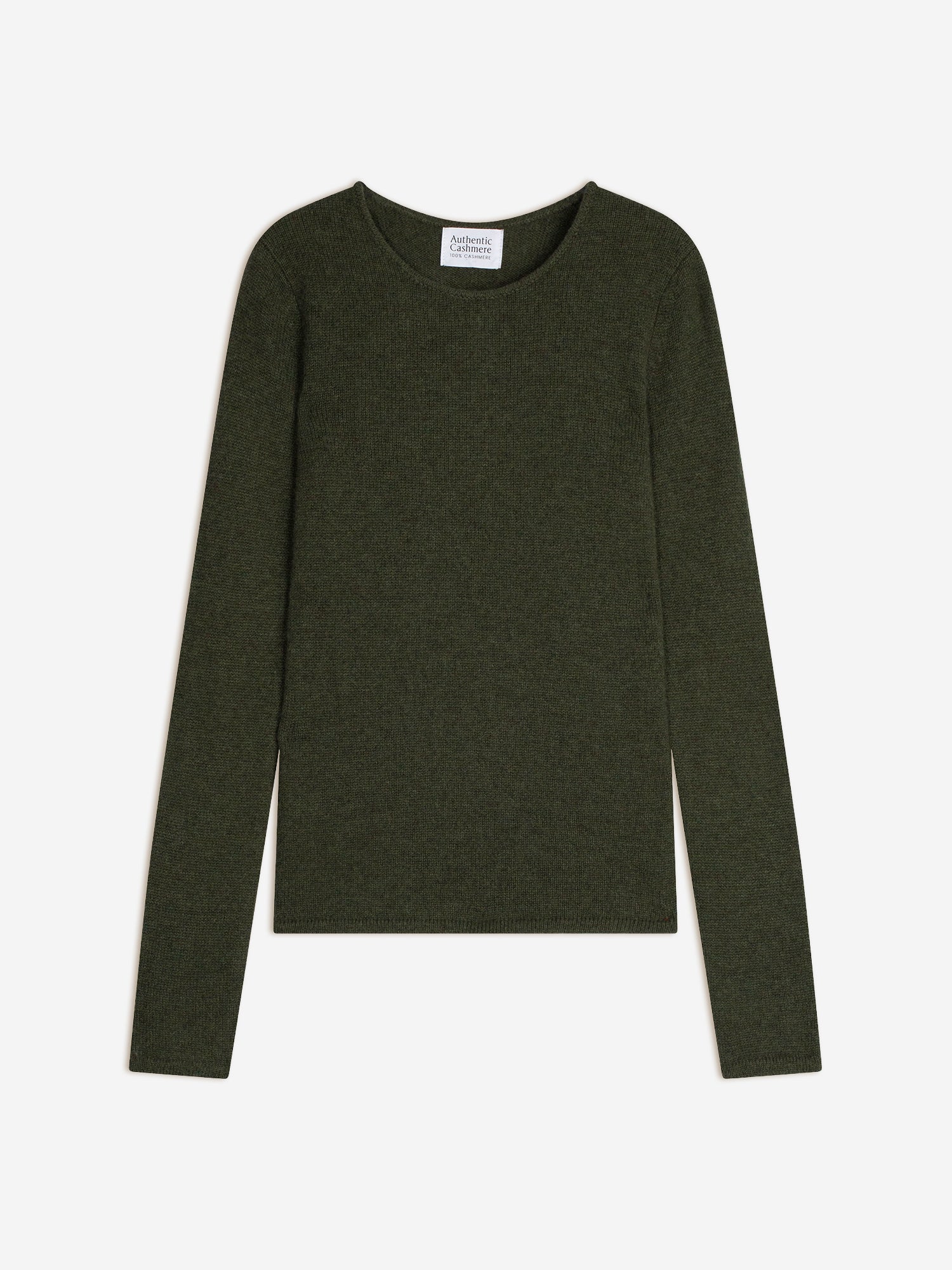 IVY pull col rond 4 fils kaki chiné 100% cachemire