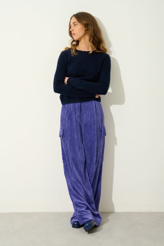 IVY pull col rond 4 fils navy 100% cachemire