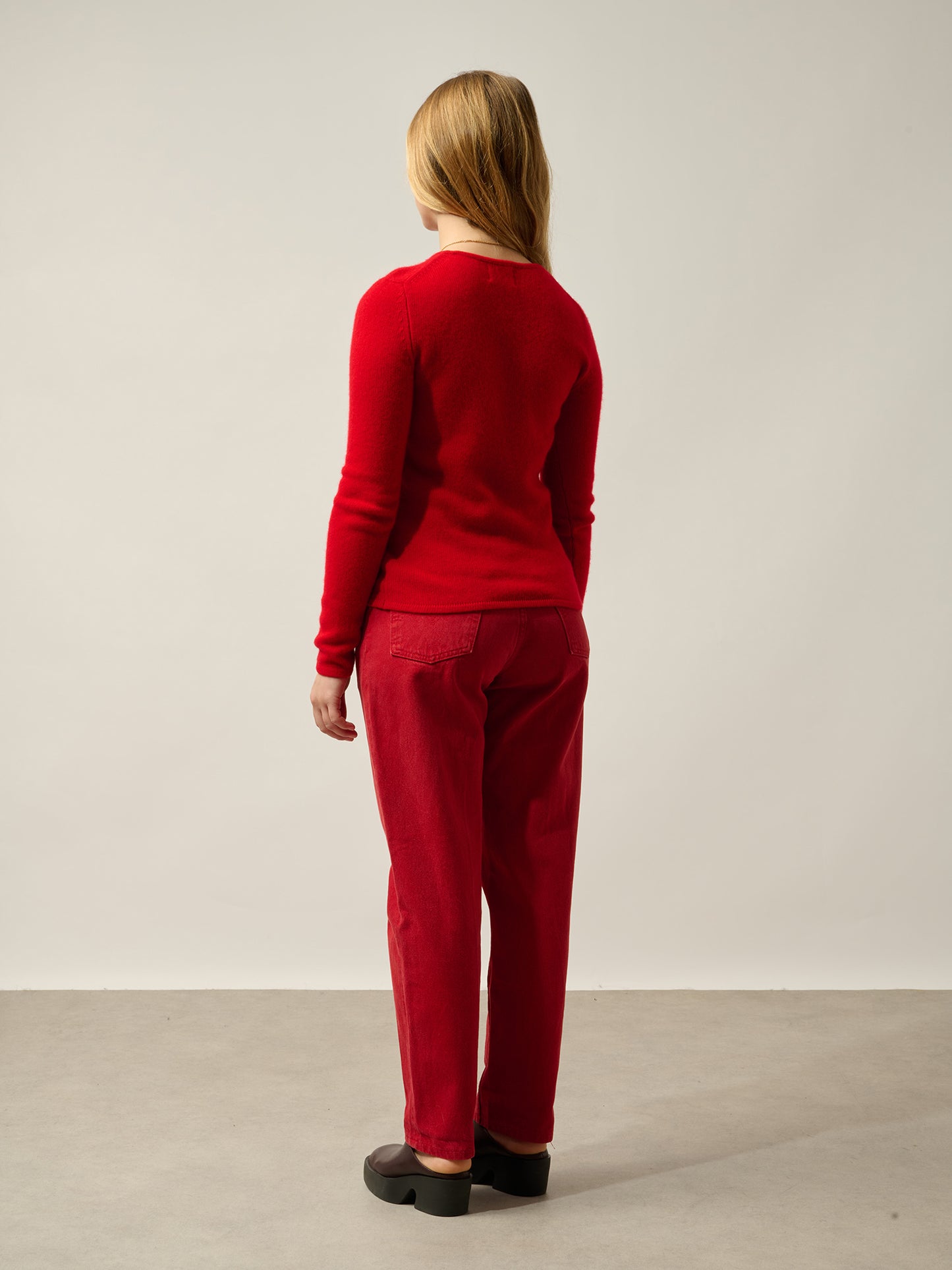 IVY Pullover mit Rundhalsausschnitt 4 Fäden rot 100% Kaschmir