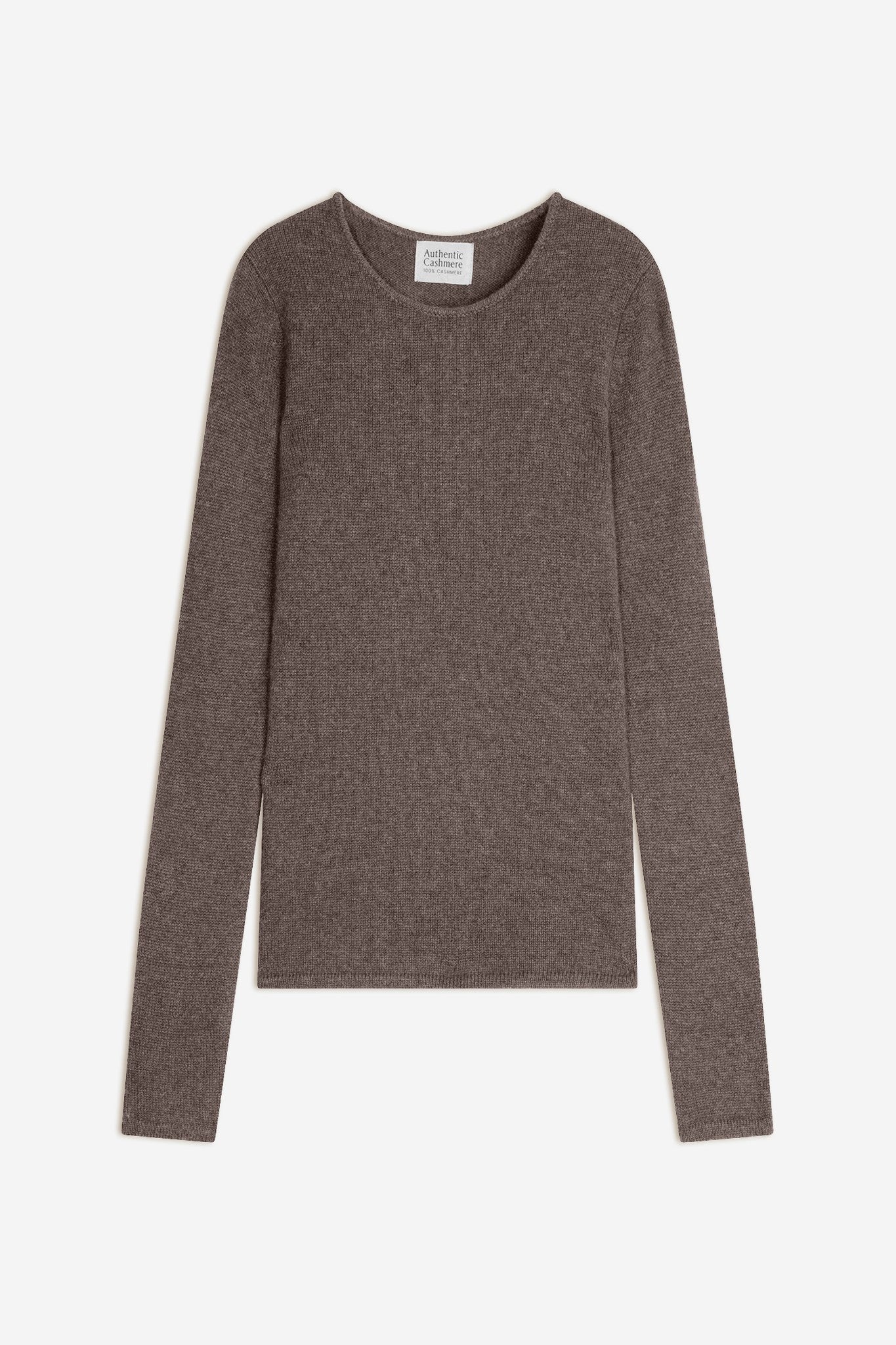 ivy pull col rond 4 fils taupe chiné 100% cachemire