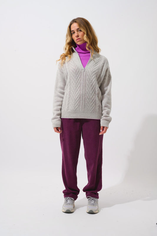 JALUS pull camionneur 6 fils glacier chiné 100% cachemire