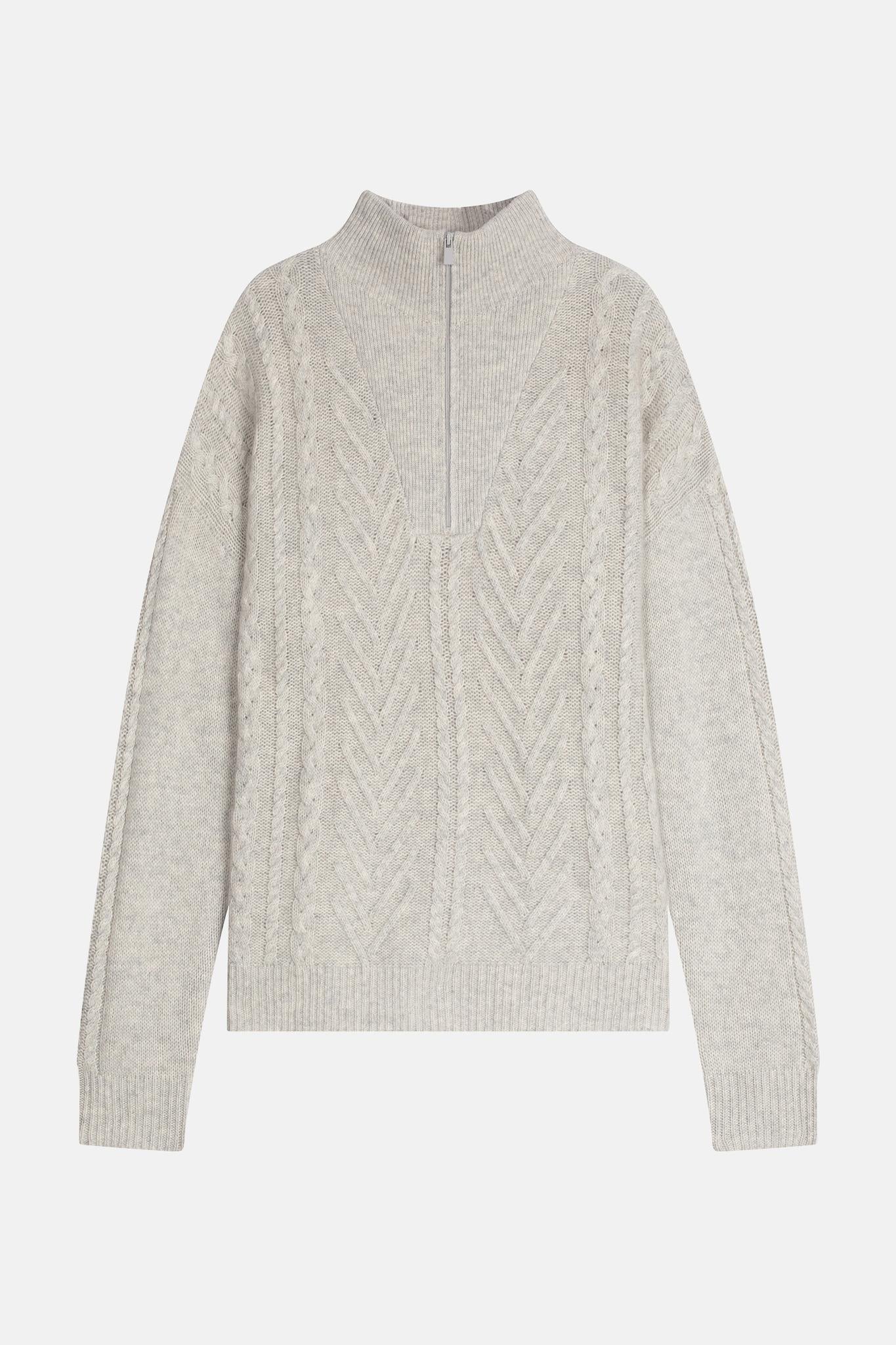 JALUS pull camionneur 6 fils glacier chiné 100% cachemire