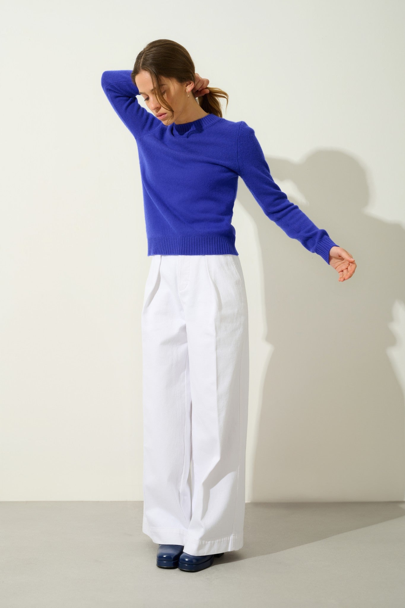 jetsan pull col rond 4 fils indigo 100% cachemire