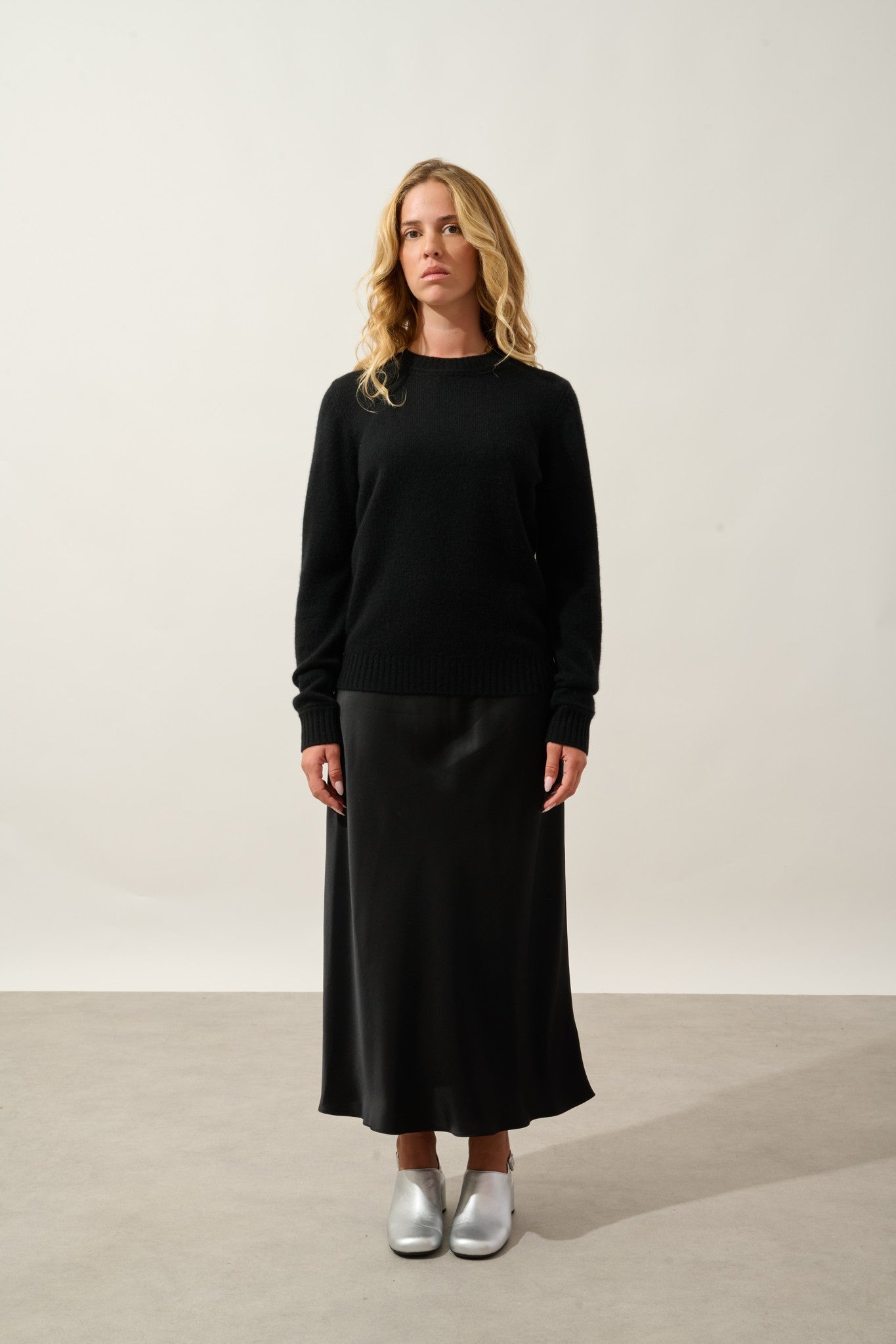 jetsan pull col rond 4 fils noir 100% cachemire