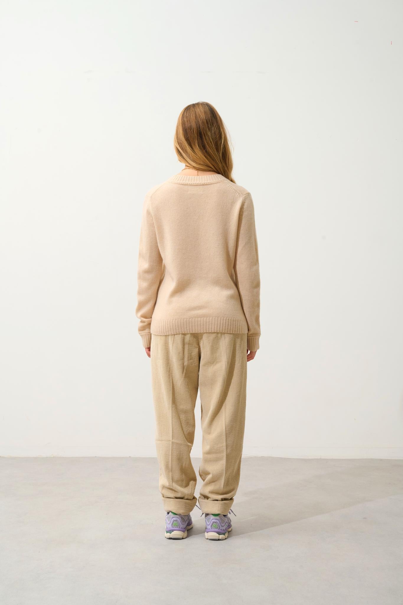 JETSAN pull col rond 4 fils sable 100% cachemire